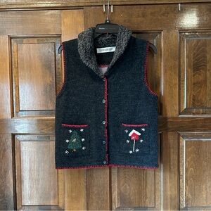 Vintage Claire Murray Christmas Vest Size Small Hong Kong Snowman 100% Wool